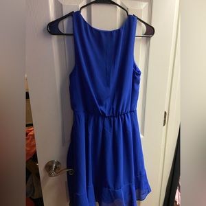 Blue Midi Ruffle Dress